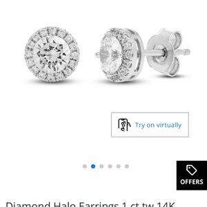 Diamond Halo Earrings 1 ct tw 14K white gold